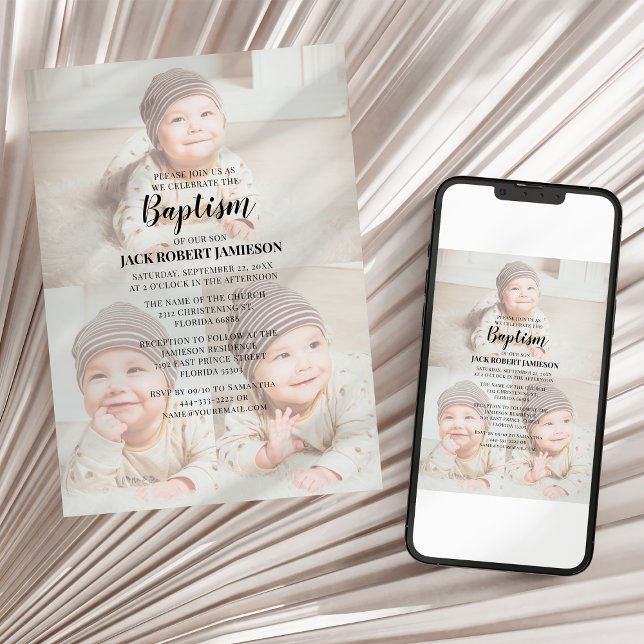 Modern Photo Collage Baptism Invitation (Creator Uploaded)