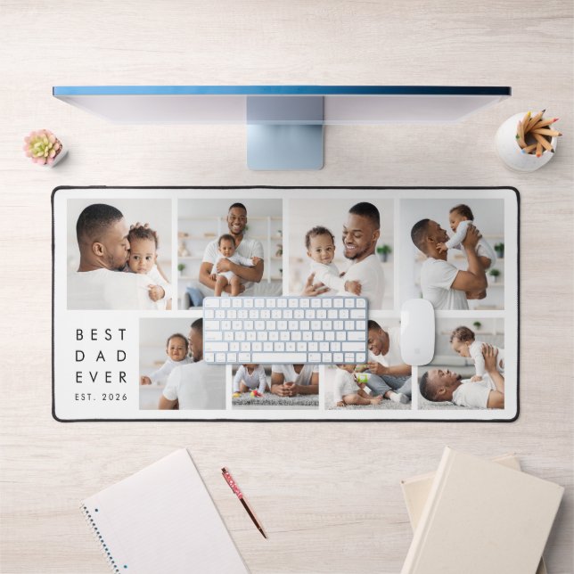 Modern Photo Collage Best Dad Ever Desk Mat (Office 1)
