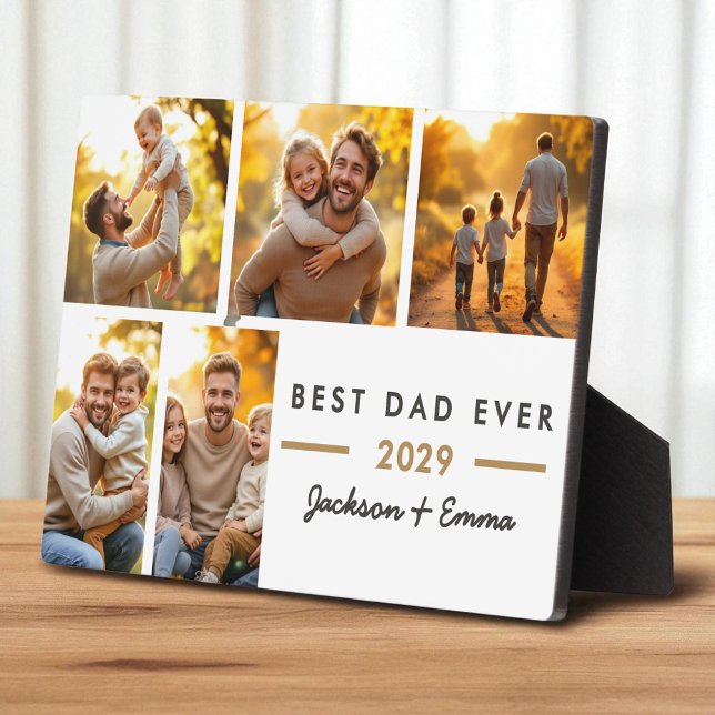 Modern Photo Collage Best Dad Ever Father's Day  Plaque (Creator Uploaded)