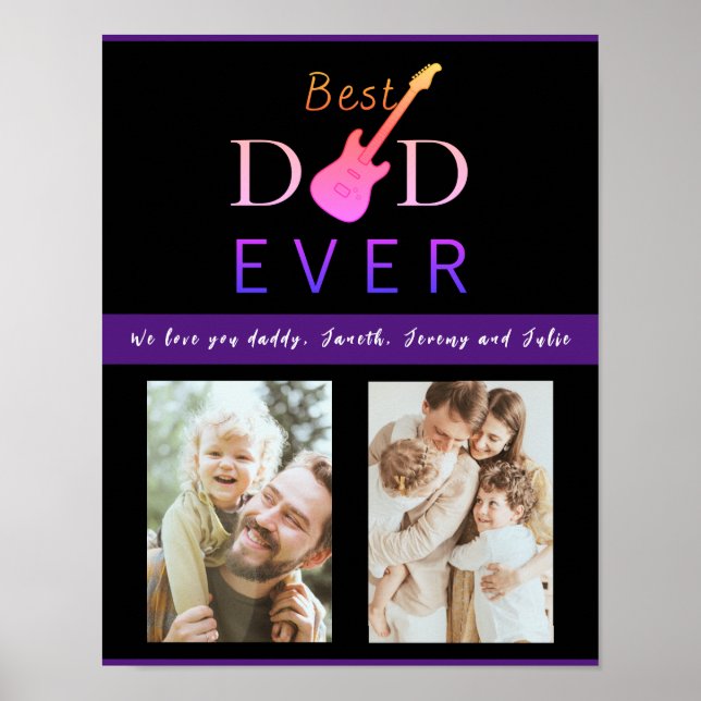 Modern Photo Collage Best Dad Ever Fathers Day Poster (Front)
