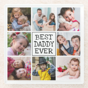 Modern Photo Collage   Best Daddy Ever Glass Coaster