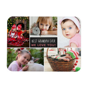 Modern Photo Collage Best Grandpa Ever Magnet