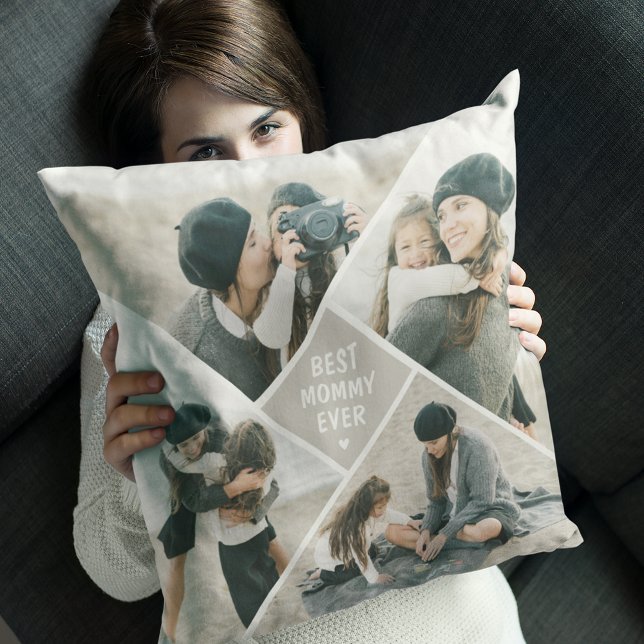 Modern Photo Collage 'Best MOM Ever'  Cushion (Creator Uploaded)