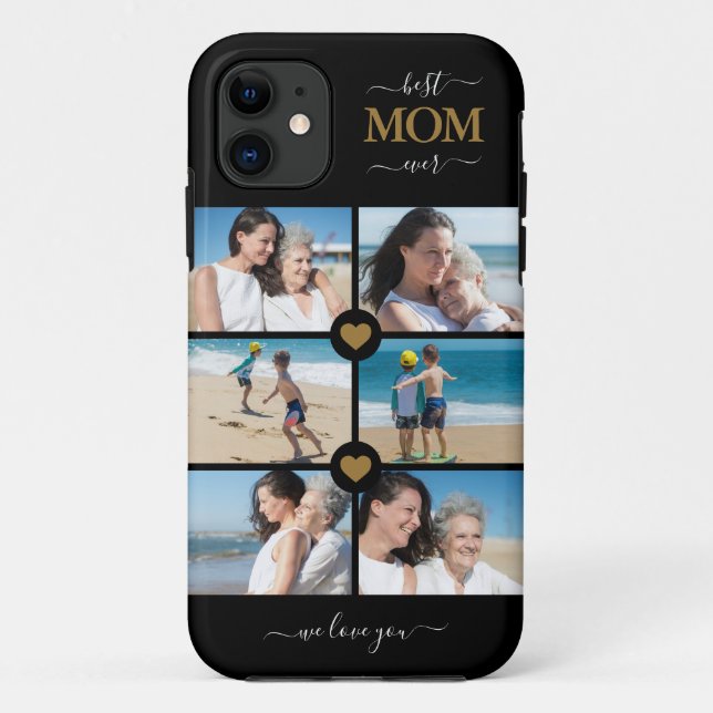 Modern Photo Collage Best Mum Ever Mother Black Case-Mate iPhone Case (Back)
