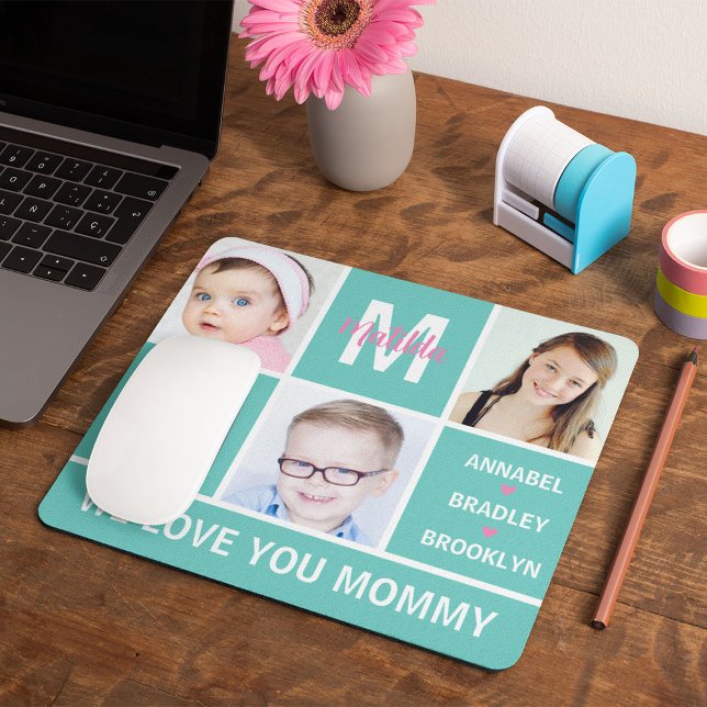 Modern Photo Collage 'Best Mum Ever' Mouse Pad (Creator Uploaded)