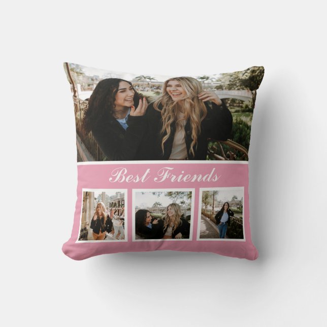 Modern Photo Collage Besties BFF Cushion (Front)