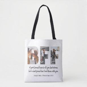 Modern Photo Collage BFF Best Friend Besties Chic Tote Bag