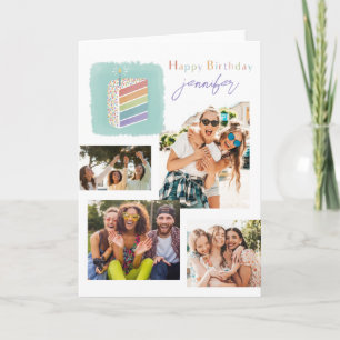 Modern Photo Collage Birthday Card – From Friends 