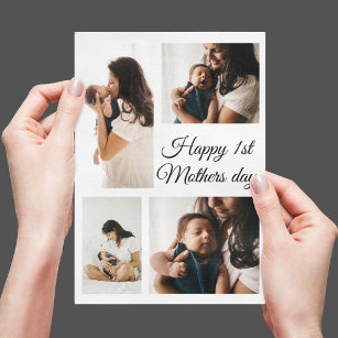 Modern Photo collage   Black And White Mothers Day Holiday Card