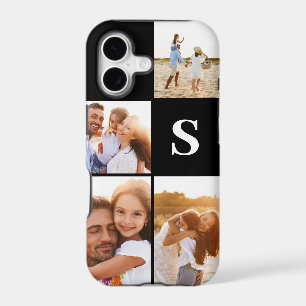 Modern photo collage black initial monogram