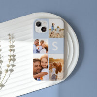 Modern photo collage black initial monogram