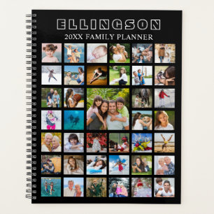 Modern Photo Collage Black Personalised Planner
