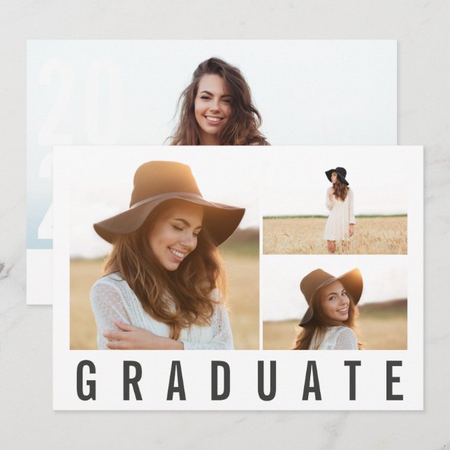 modern photo collage bold graphic graduate announc announcement (Front/Back)
