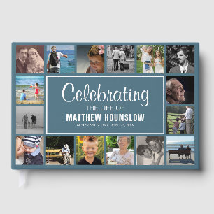 Modern Photo Collage Celebrating the Life Of Gue Guest Book