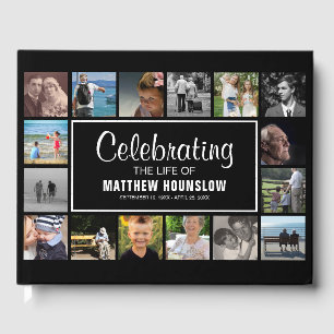 Modern Photo Collage   Celebrating the Life Of Guest Book