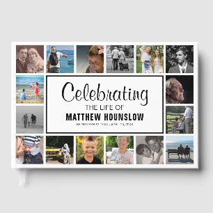 Modern Photo Collage Celebrating the Life Of Guest Book