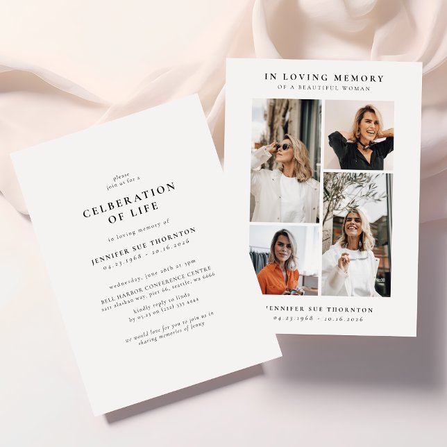 Modern Photo Collage Celebration of Life Invitation (Creator Uploaded)