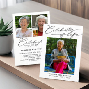 Modern Photo Collage Celebration Of Life Memorial Invitation