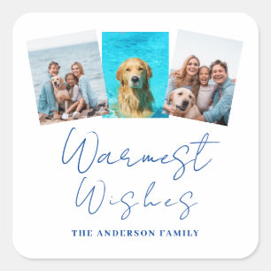 Modern Photo Collage Christmas Square Sticker