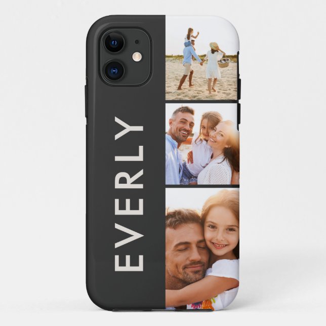 Modern photo collage cream initial monogram Case-Mate iPhone case (Back)