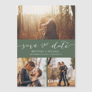Modern Photo Collage Dark Sage Save the Date