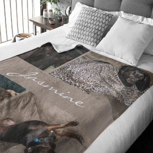 Modern Photo Collage Dog Taupe Fleece Blanket