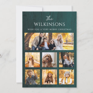 Modern photo collage  double side christmas Flat Holiday Card