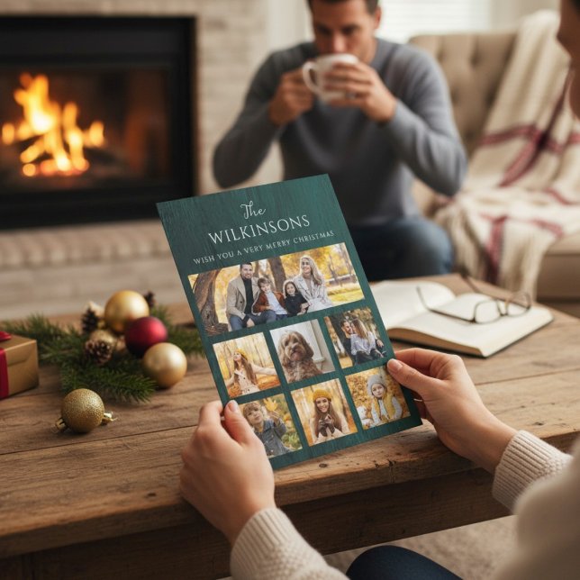 Modern photo collage  double side christmas Flat Holiday Card (Creator Uploaded)