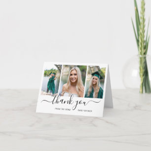 Modern Photo Collage Elegant Graduation Thank You Card