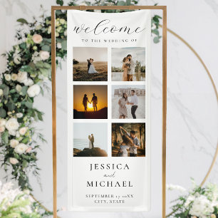 Modern Photo Collage Elegant Wedding Welcome Banner