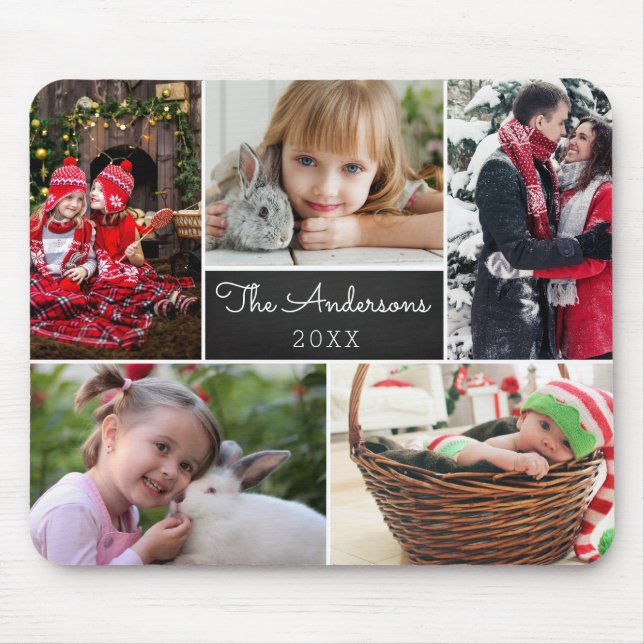 Modern Photo Collage Family Mouse Pad (Front)