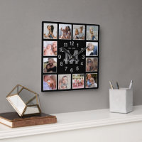 Modern Photo Collage Family Name Black