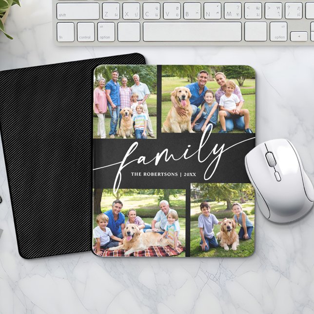 Modern Photo Collage Family Script Keepsake Mouse Pad (Creator Uploaded)
