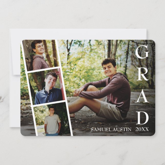 Modern Photo Collage Film Strip Graduation  Announ Announcement (Front)