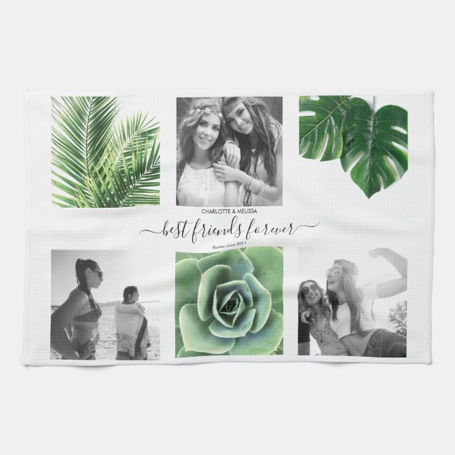 Modern photo collage friends tea towel (Horizontal)