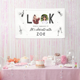 Modern Photo Collage Fun Hand-Drawn Birthday Banner