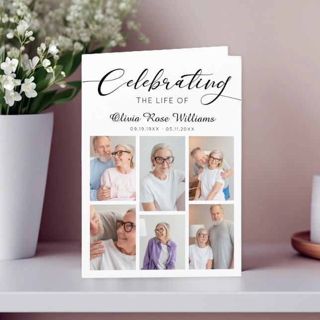 Modern Photo Collage Funeral Memorial Program (Creator Uploaded)