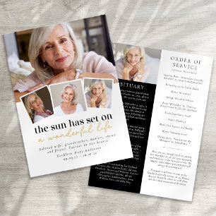 Modern Photo Collage Funeral Order of Service Program