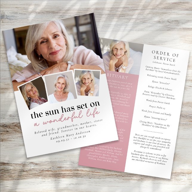 Modern Photo Collage Funeral Order of Service Program (Creator Uploaded)