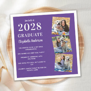 Modern Photo Collage Graduate Fun Facts Graduation Napkin