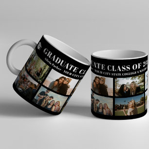 Modern photo collage graduation class of 2025 coffee mug