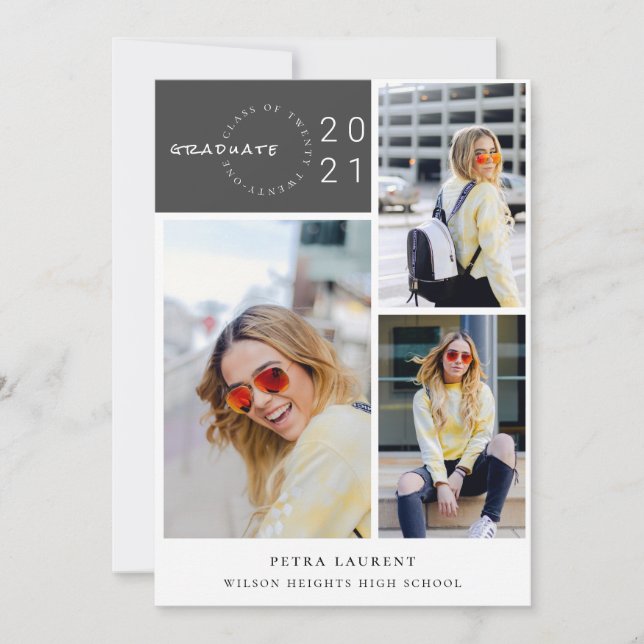 Modern Photo Collage Graduation Invitation (Front)
