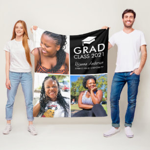 Modern Photo Collage Graduation Keepsake Graduate Fleece Blanket