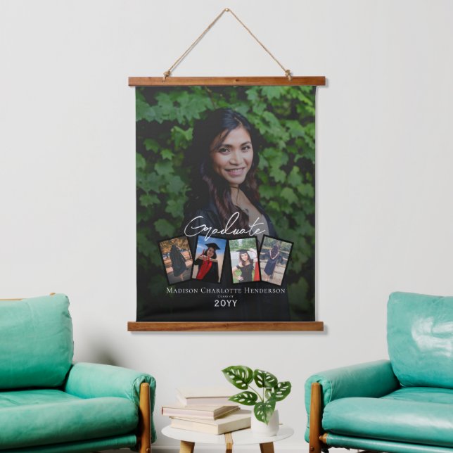 Modern Photo Collage Graduation Keepsake Hanging Tapestry (Living Room)