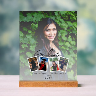 Modern Photo Collage Graduation Keepsake   White Acrylic Sign