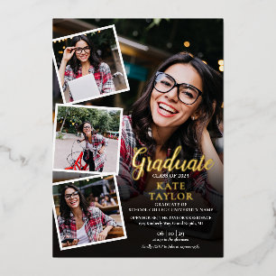 Modern Photo Collage Graduation Party Gold