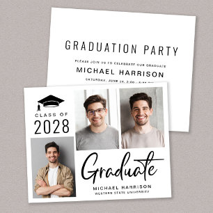 Modern Photo Collage Graduation Party Invitation