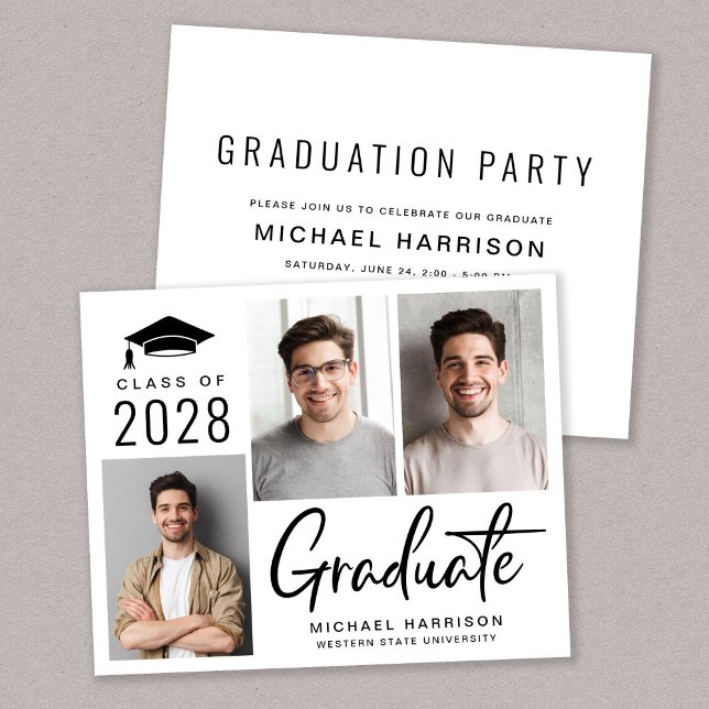 Modern Photo Collage Graduation Party Invitation (Creator Uploaded)