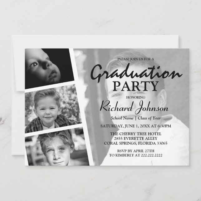 Modern Photo Collage Graduation Party Invitation (Front)