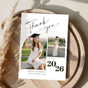 Modern Photo Collage Graduation Thank You Card